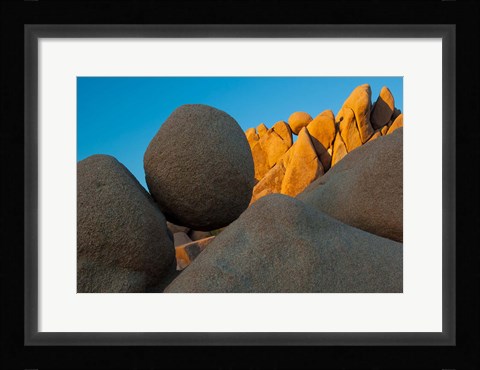 Framed California Joshua Tree National Park Jumbo Rocks At Sunset Print