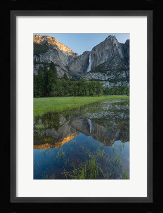 Framed Early Morning At The Upper Yosemite Falls Print