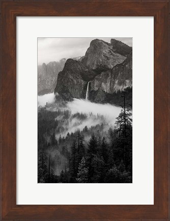 Framed Bridal Veil Falls, Yosemite NP (BW) Print