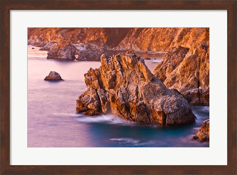 Framed Evening Light On The Big Sur Coast Print