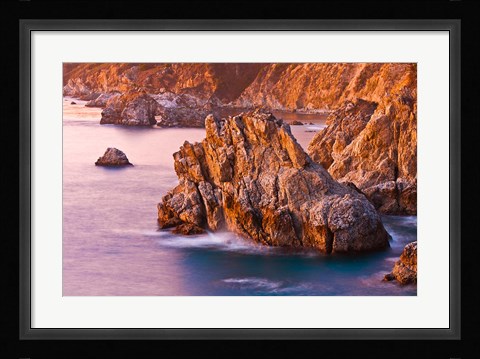 Framed Evening Light On The Big Sur Coast Print