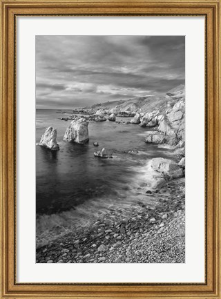 Framed Rocky Coastline At Soberanes Point (BW) Print