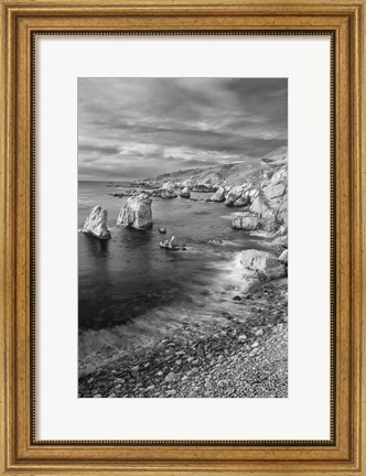Framed Rocky Coastline At Soberanes Point (BW) Print