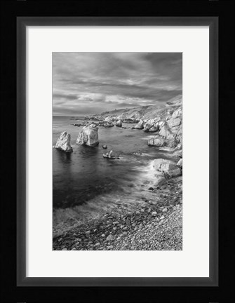 Framed Rocky Coastline At Soberanes Point (BW) Print
