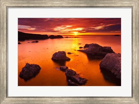 Framed Sunset At Soberanes Point Print
