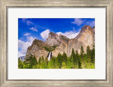 Framed Bridalveil Fall And The Leaning Tower Print