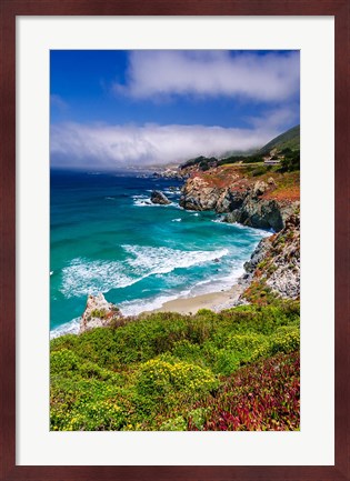 Framed Big Sur Coast At Rocky Point Print