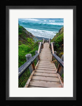 Framed Boardwalk Trail To Sand Dollar Beach Print