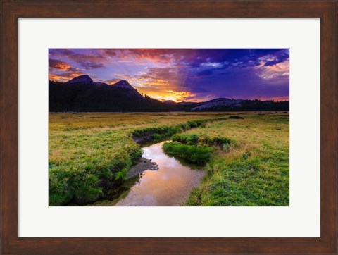 Framed Sunset Over Tuolumne Meadows Along Budd Creek Print
