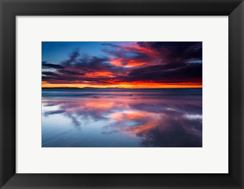 Framed Sunset Over The Channel Islands From Ventura State Beach Print
