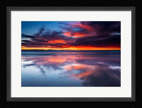 Framed Sunset Over The Channel Islands From Ventura State Beach Print