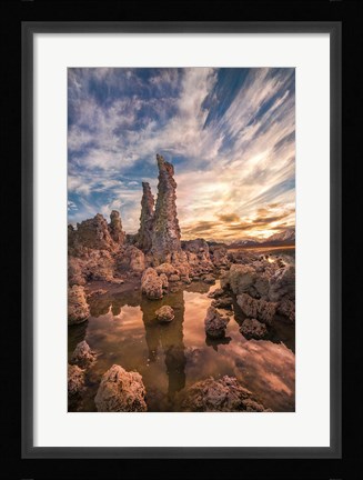 Framed Tufas At Sunset On Mono Lake Print