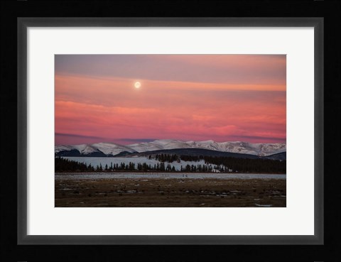 Framed Full Moon And Alpenglow Above Mosquito Range Print