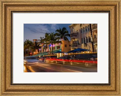 Framed Ocean Drive In South Beach, Florida Print
