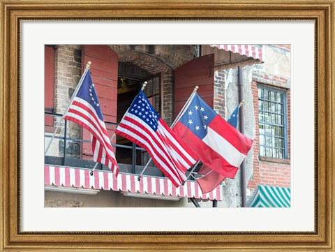 Framed River Street Flags, Savannah, Georgia Print