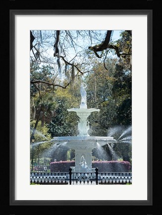Framed Fountain In Forsyth Park, Savannah, Georgia Print