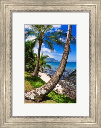 Framed Hideaways Beach, Island Of Kauai, Hawaii Print