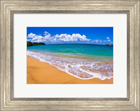 Framed Blue Waters On Hanalei Bay, Island Of Kauai, Hawaii Print