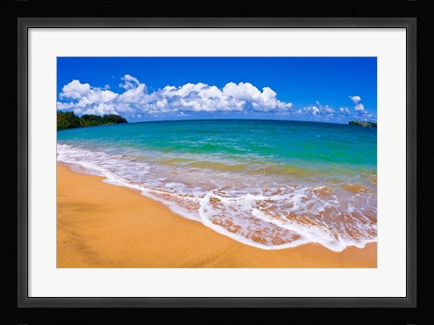 Framed Blue Waters On Hanalei Bay, Island Of Kauai, Hawaii Print