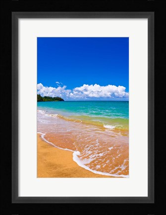 Framed Hanalei Bay, Island Of Kauai, Hawaii Print