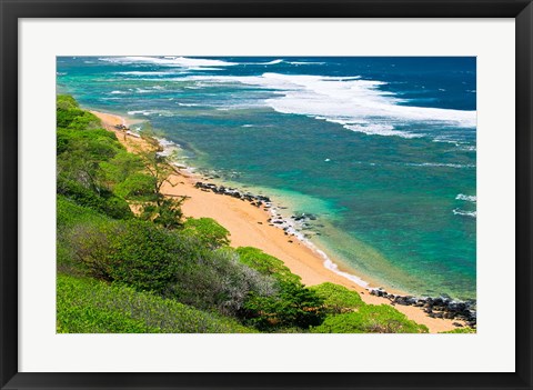 Framed Larsen&#39;s Beach, North Shore, Island Of Kauai, Hawaii Print
