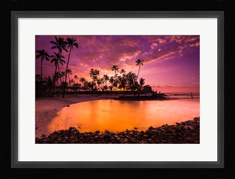 Framed Sunset Over Pu'uhonua O Honaunau National Historic Park, Hawaii Print