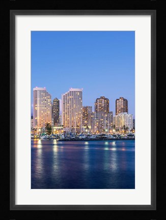 Framed Hawaii, Honolulu, Twilight Waikiki Skyline Print