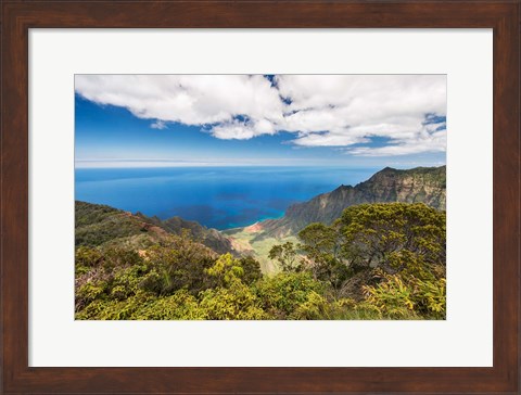 Framed Landscape View From Kalalau Lookout, Hawaii Print