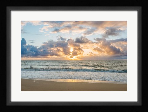 Framed Kealia Beach Sunrise, Kauai, Hawaii Print