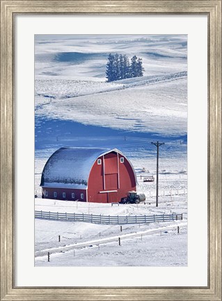 Framed Snow-Covered Barn, Idaho Print