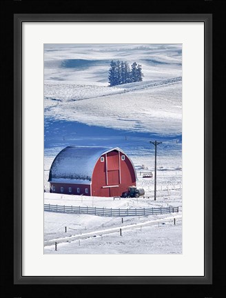 Framed Snow-Covered Barn, Idaho Print