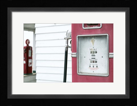 Framed Antique Gas Pump, Route 66 Print