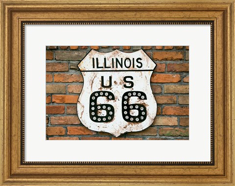 Framed Dirty Illinois Route 66 Sign Print
