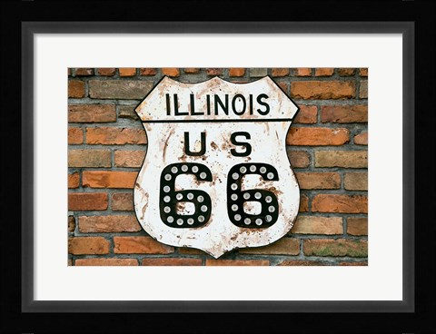 Framed Dirty Illinois Route 66 Sign Print