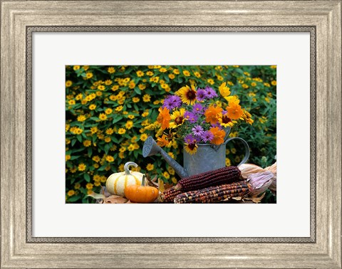 Framed Autumn Display Of Flowers Print