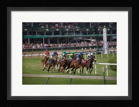 Framed Horses Racing On Turf At Churchill Downs, Kentucky Print