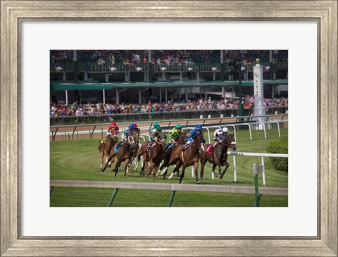 Framed Horses Racing On Turf At Churchill Downs, Kentucky Print