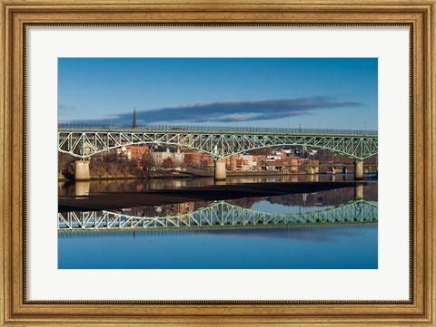 Framed Western Avenue Bridge And Kennebec River, Maine Print