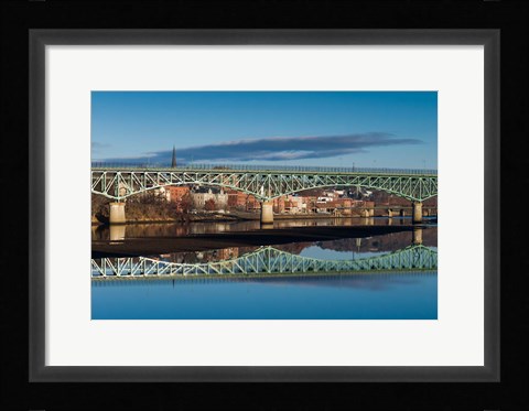 Framed Western Avenue Bridge And Kennebec River, Maine Print