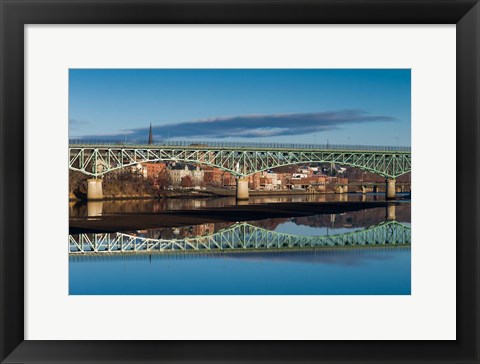 Framed Western Avenue Bridge And Kennebec River, Maine Print