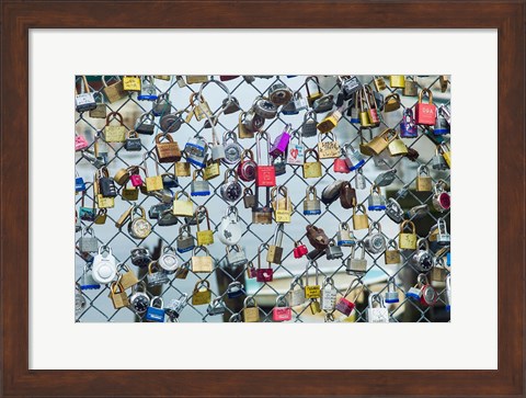 Framed Love Locks On A Fence, Portland, Maine Print
