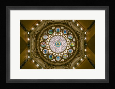 Framed Rotunda Ceiling, Massachusetts State House, Boston Print