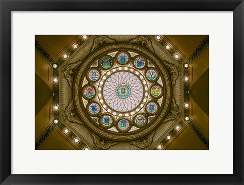 Framed Rotunda Ceiling, Massachusetts State House, Boston Print