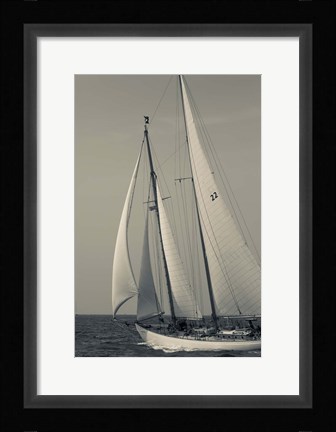 Framed Schooner #22 Sailing, Massachusetts (BW) Print