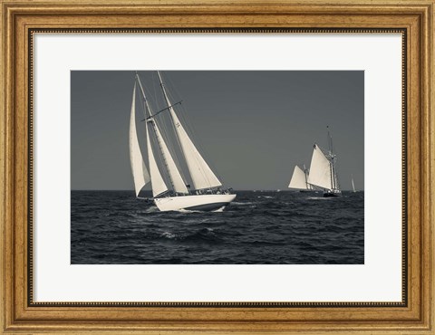 Framed Schooner&#39;s Sailing In Cape Ann (BW) Print