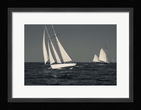 Framed Schooner's Sailing In Cape Ann (BW) Print