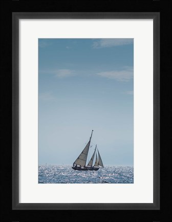 Framed Single Schooner In Cape Ann, Massachusetts Print