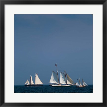 Framed Three Schooners Sailing In Cape Ann Print