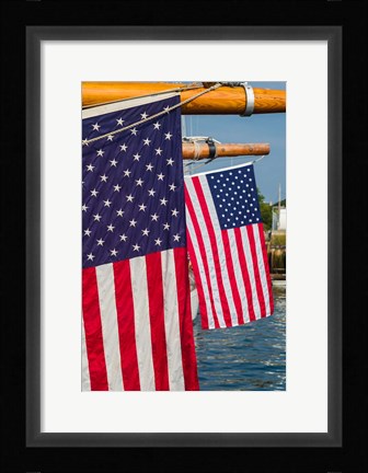 Framed US Flag At The Annual Schooner Festival Print