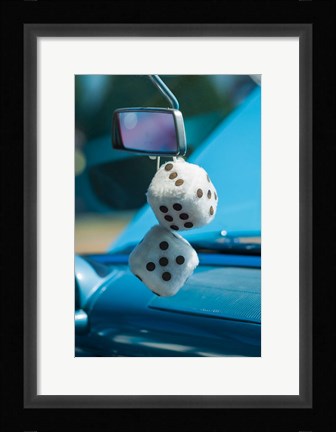 Framed 1950's Fuzzy Dice At An Antique Car Show Print